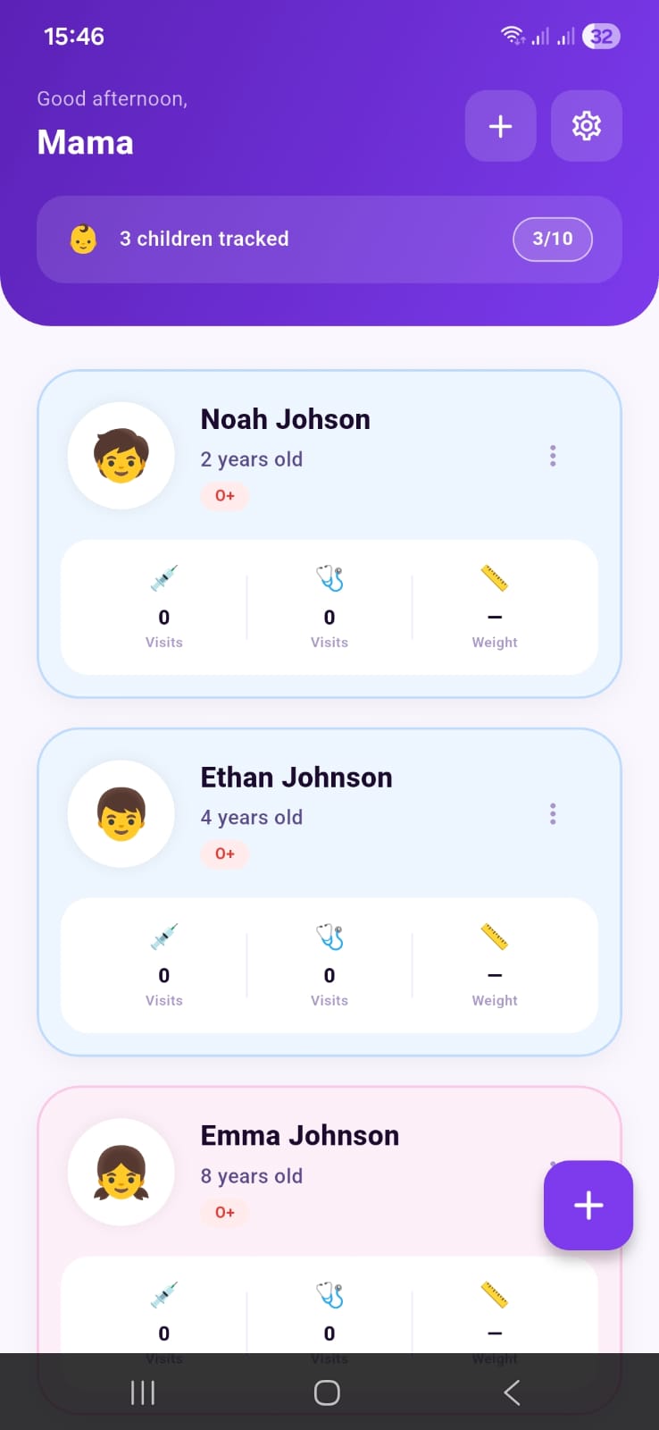 VitalSign growth chart screen