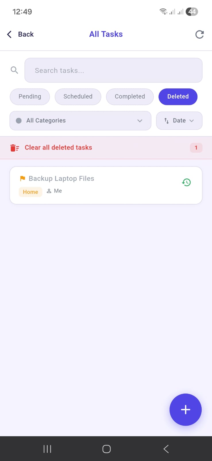 Zimma deleted tasks recovery