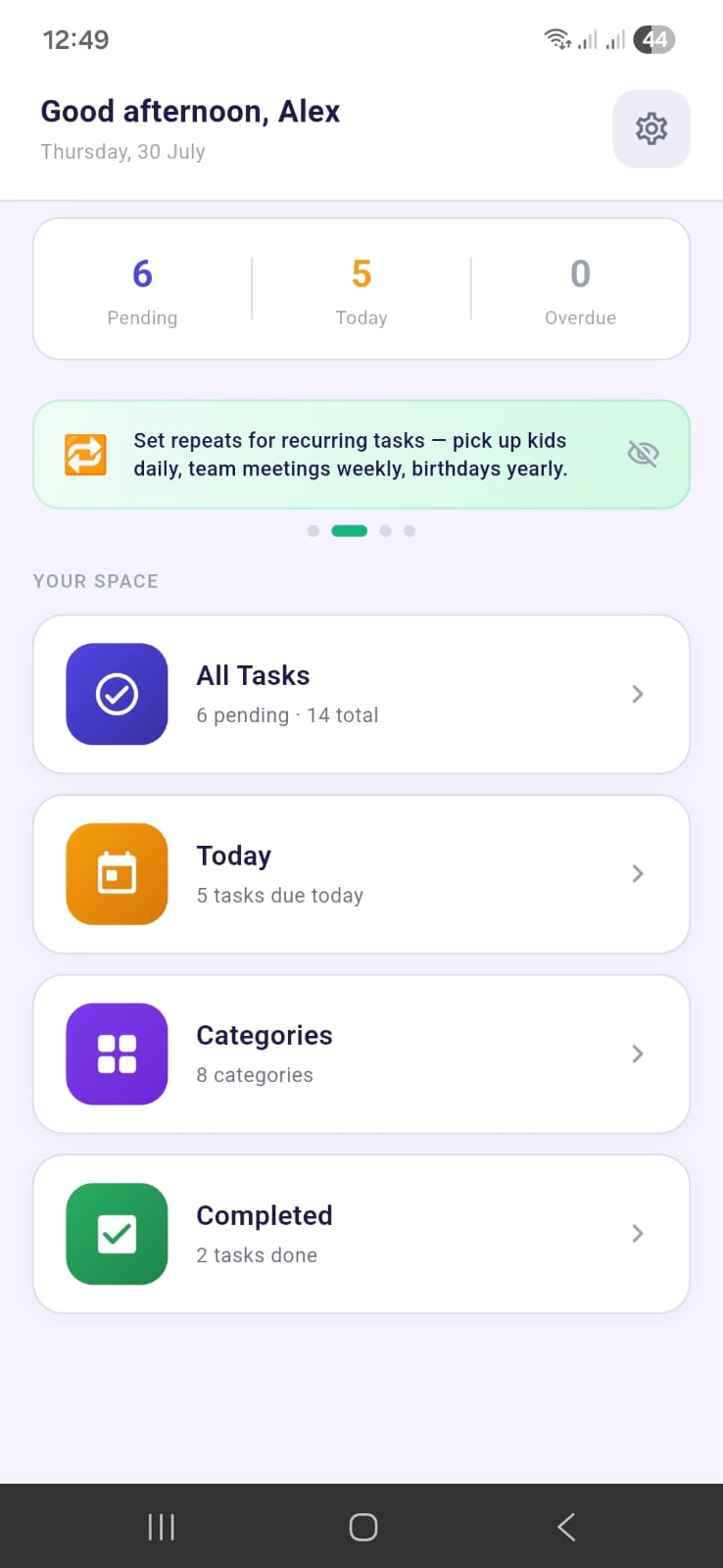 Zimma home dashboard