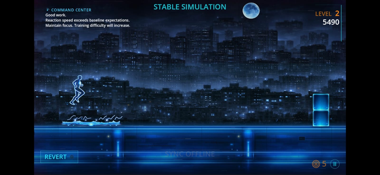 TimeSplit gameplay showing a neon hazard