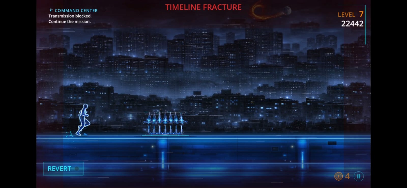 TimeSplit gameplay showing hazards and obstacles